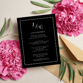 Cartão De Informações Detalhes do Casamento em Caligrafia Preto e Branco