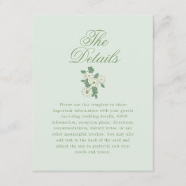 Cartão De Informações Detalhes do Casamento em Chinoiserie no Jardim Ver