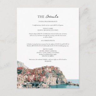 Cartão De Informações Detalhes do Casamento em Cinque Terre na Vila do P