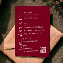 Cartão De Informações Detalhes do Casamento em Código QR em Grafia Burgu