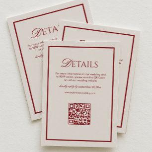 Cartão De Informações Detalhes do Casamento em Creme de Luxo e Burgundy