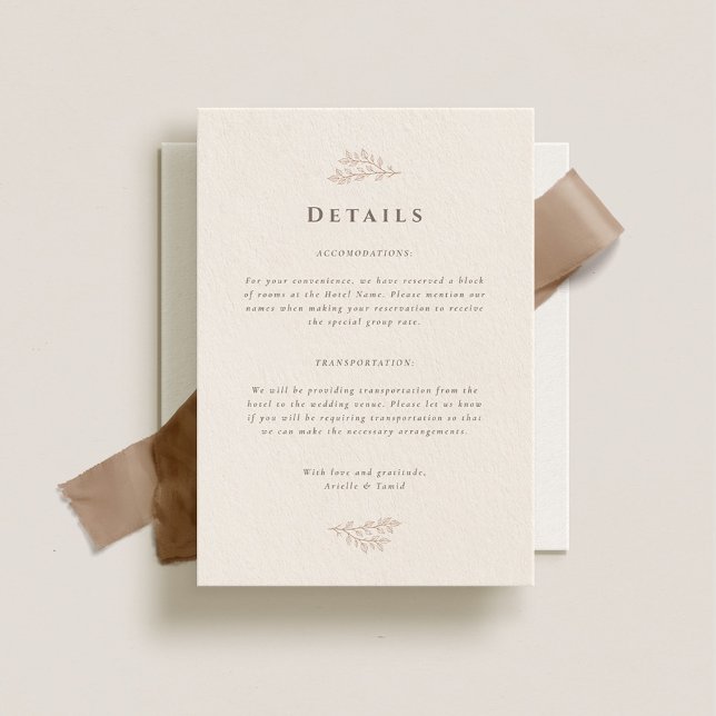 Cartão De Informações Detalhes do Casamento em Grove da Floresta (Criador carregado)