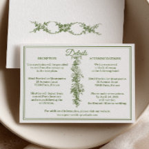 Detalhes do Casamento em Olive Green Toile de Jouy
