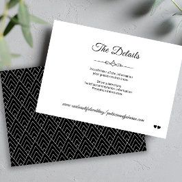 Cartão De Informações Detalhes do casamento em preto e branco com caligr