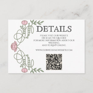 Cartão De Informações Detalhes do Casamento em Rosa Pálido Art Nouveau n