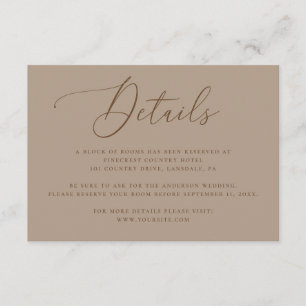 Cartão De Informações Detalhes do Casamento em Taupe Empoeirado   Acomod