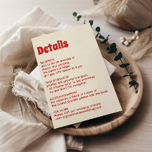 Detalhes do casamento em tipografia Retro Vermelho