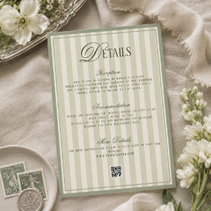 Cartão De Informações Detalhes do Casamento em Verde Marfim Dinheiro Ant