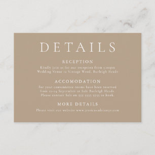 Cartão De Informações Detalhes do Casamento entre o Elegante e o Moderno