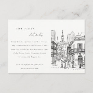 Cartão De Informações Detalhes do Casamento Esboço de Nova Orleans Louis