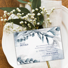 Cartão De Informações Detalhes do Casamento Eucalyptus Elegante Azul Dus
