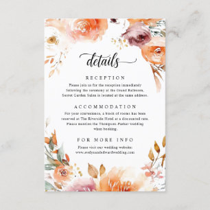Cartão De Informações Detalhes do Casamento Floral