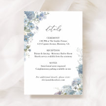 Detalhes do Casamento Floral Azul Empoeirado, Info