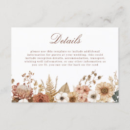 Cartão De Informações Detalhes do Casamento Floral Boho