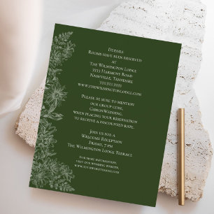 Cartão De Informações Detalhes do Casamento Floral Branco Elegante
