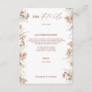 Cartão De Informações Detalhes do Casamento Floral Chic Elegante Código