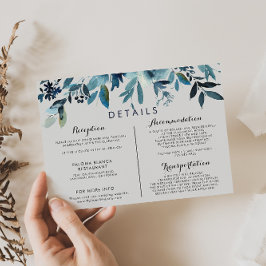 Cartão De Informações Detalhes do Casamento Floral Clássico de Aquarela