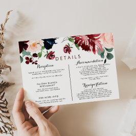 Cartão De Informações Detalhes do Casamento Floral Colorido de Luxo Boho