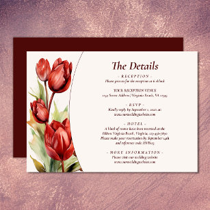 Cartão De Informações Detalhes do Casamento Floral com Primavera de Tuli