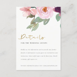 CARTÃO DE INFORMAÇÕES DETALHES DO CASAMENTO FLORAL DA COR DA ÁGUA DO RO