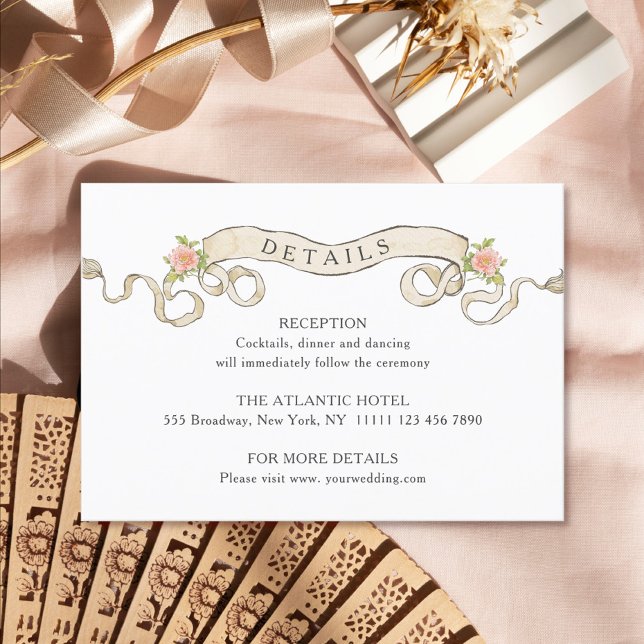 Cartão De Informações Detalhes do Casamento Floral da Ornamentado Vitori (Criador carregado)