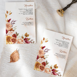 Cartão De Informações Detalhes do Casamento Floral da Rustic Burgundy Te