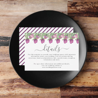 Cartão De Informações Detalhes do Casamento Floral da Selva de Verão