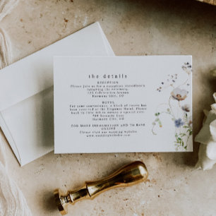 Cartão De Informações Detalhes do Casamento Floral de Delicate Watercolo