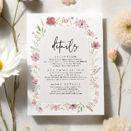Cartão De Informações Detalhes do Casamento Floral de Outono Selvagem