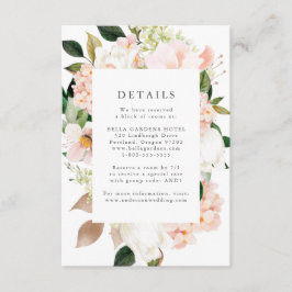 Cartão De Informações Detalhes do Casamento Floral de primavera Blush