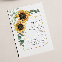 Cartão De Informações Detalhes do Casamento Floral de Sunflower Eucalypt