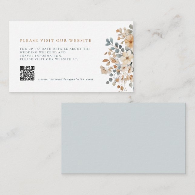 Cartão De Informações Detalhes do Casamento Floral de Tonelada Terrestre (Frente/Verso)