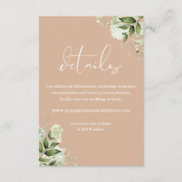Cartão De Informações Detalhes do Casamento Floral de Verde Oliva