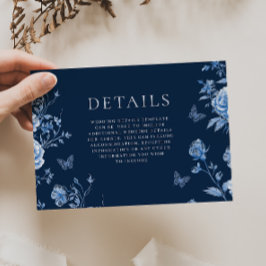 Cartão De Informações Detalhes do Casamento Floral de Vintage à Meia-Noi