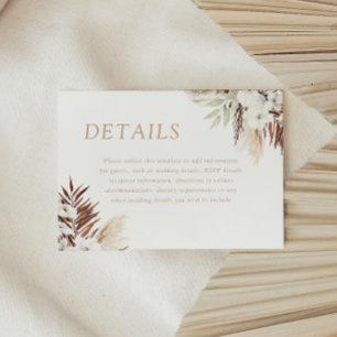 Cartão De Informações Detalhes do Casamento Floral Divine Boho White