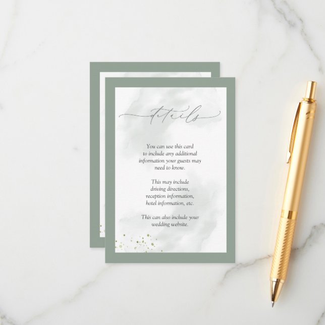 Cartão De Informações Detalhes do Casamento Floral do Elegante Greenery  (Frente/Verso In Situ)