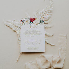 Cartão De Informações Detalhes do Casamento Floral Dourado Clássico da B