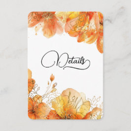 Cartão De Informações Detalhes do Casamento Floral Dourado de Verona Sun