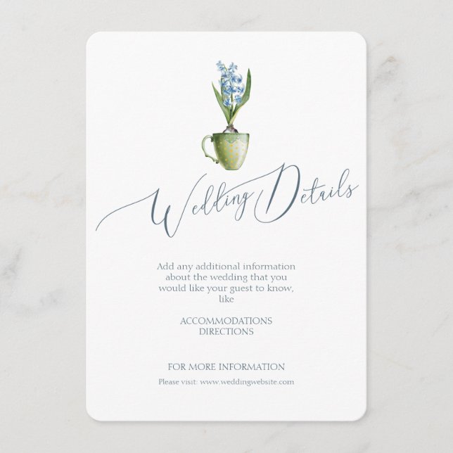 Cartão De Informações Detalhes do Casamento Floral Elegante de Aquarela (Frente)