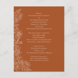 Cartão De Informações Detalhes Do Casamento Floral Elegante Terra Cotta