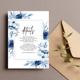 Cartão De Informações Detalhes do Casamento Floral em Champagne Marfim A