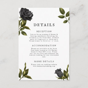 Cartão De Informações Detalhes do Casamento Floral Gótico