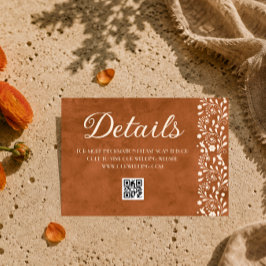 Cartão De Informações detalhes do casamento floral mexicano código QR