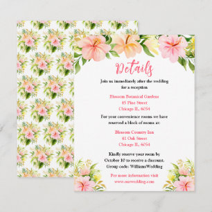 Cartão De Informações Detalhes do Casamento Floral na Selva Tropical