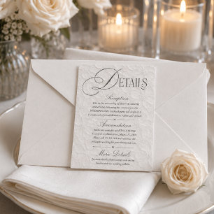 Cartão De Informações Detalhes do Casamento Floral Romântico Branco