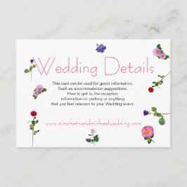 Cartão De Informações Detalhes do Casamento Floral Rosa-Chic Elegante