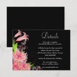 Cartão De Informações Detalhes do Casamento Floral Rosa Romântico