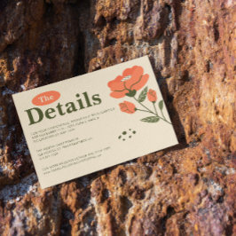 Cartão De Informações Detalhes do Casamento Floral Simples