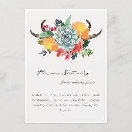 CARTÃO DE INFORMAÇÕES DETALHES DO CASAMENTO FLORAL SUCCULENTE ANTLER BOH