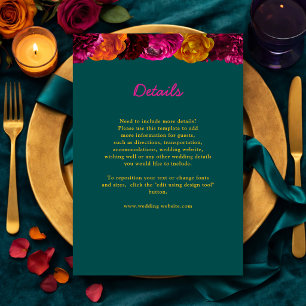 Cartão De Informações Detalhes do casamento floral verde-na moda brilhan